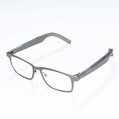 Dymesty Smart AI Glasses for Men & Women,Titanium Frame,Real-Time Translation, Meeting Recording, AI Assistant with ChatGPT, Open-Ear Bluetooth Speakers & Microphones, 48H Battery Life (C/Gray)