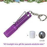 Mini Keychain Flashlight AAA Small Bright 150 Lumens 3 Modes,Waterproof Multipurpose Caplight Camplight Tablelight Necklace light for EDC,Reading,Walk, Emergency,parents kids gift(Purple for love)