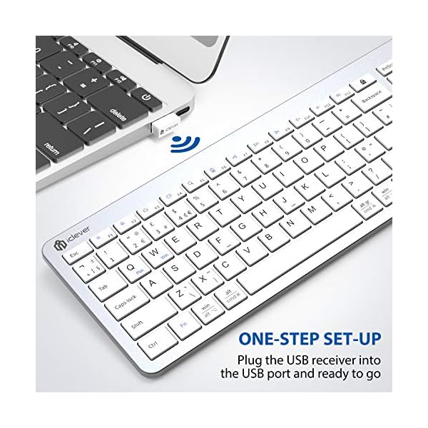 iClever-Wireless-Keyboard-Rechargeable-Wireless-Keyboard-Ergonomic-Full-Size-Design-with-Number-Pad-24G-Stable-Connection-Slim-White-Keyboard-for-Windows-Mac-OS-Computer iClever 2.4G Wireless Keyboard - Rechargeable Wireless Keyboard Full Size Design with Number Pad, 2.4G Stable Connection…