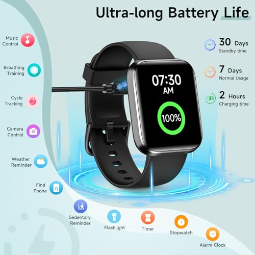 Smart Watch for Men Women, 1.8" Fitness Tracker for Android & iPhone, Answer/Make Calls, Alexa Built-in, Heart Rate/Sleep/SpO2 Monitor Smartwatch, 3ATM Waterproof Watches, 101+ Sport Modes, 2 Bands