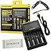 Smart Battery Charger, iGrace Nitecore D4 Charger with Integrated LCD Panel Clearly Displays For Li-ion Ni-MH And Ni-Cd Rechargeable Batteries with 12V Car Adapter and iGrace Battery Box