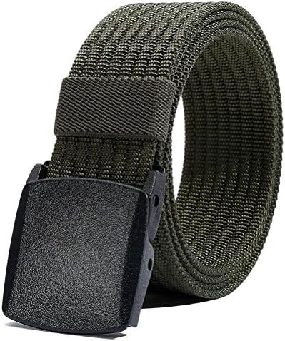 LionVII Mens Nylon Work Belt, Beige, YKK Plastic Buckle, Trim-to