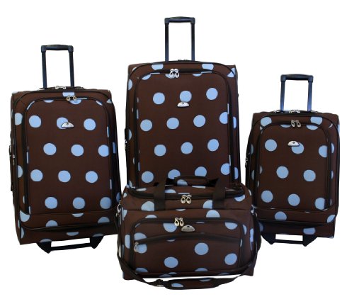 American flyer luggage grande dots 4 piece set, blue, o…