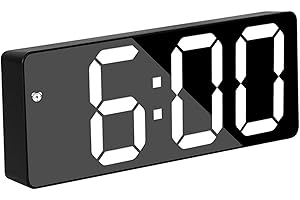 LED Digital Wall Clock With Large Display Smart Digital Alarm Clock Auto Brightness Dimming,Snooze Function,Temperature And D