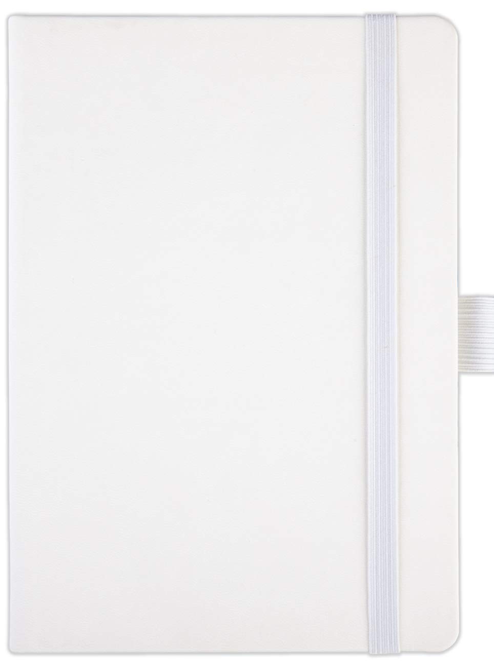 Qudasar PDTXCLS Aeiniweraabbcc Journal Notebook, Dotted, A5, Vegan Leather Hardcover, 120gsm, 183 Numbered Pages, Pen Holder, Back Pocket - White Cottonstem