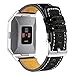 Hotodeal Band Compatible Fitbit Ionic Genuine Leather Bands, Classic Leather Replacement Accessory Strap Smart Watch, Women Men Small Large Black