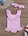oklady Baby Girl One Piece Swimsuit Stripe Bikini Beach Bathing Suit Infant Swimwear with Bow Headband 6-12 Months