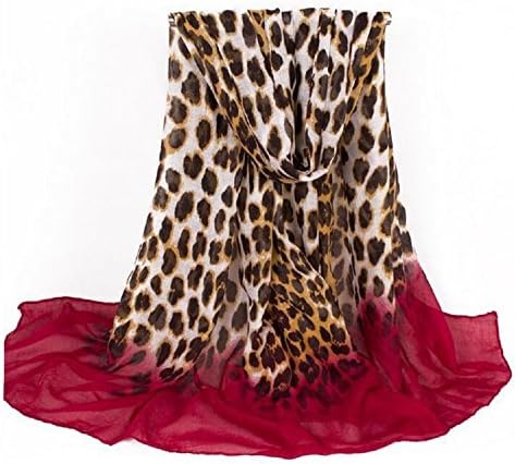 Hot Fashion Celebrity Animal Leopard Print Soft Long Shawl Scarf Wrap ladies women accessories (Brown and Red)