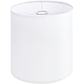 White Linen Tall Drum Lampshade, 11" Top x 11" Bottom x 12" High Lamp Shade, Lamp Shade Replacement for Table and Floor Lamps, Pendant Light，Handcrafted Lampshade，Easy Assembly