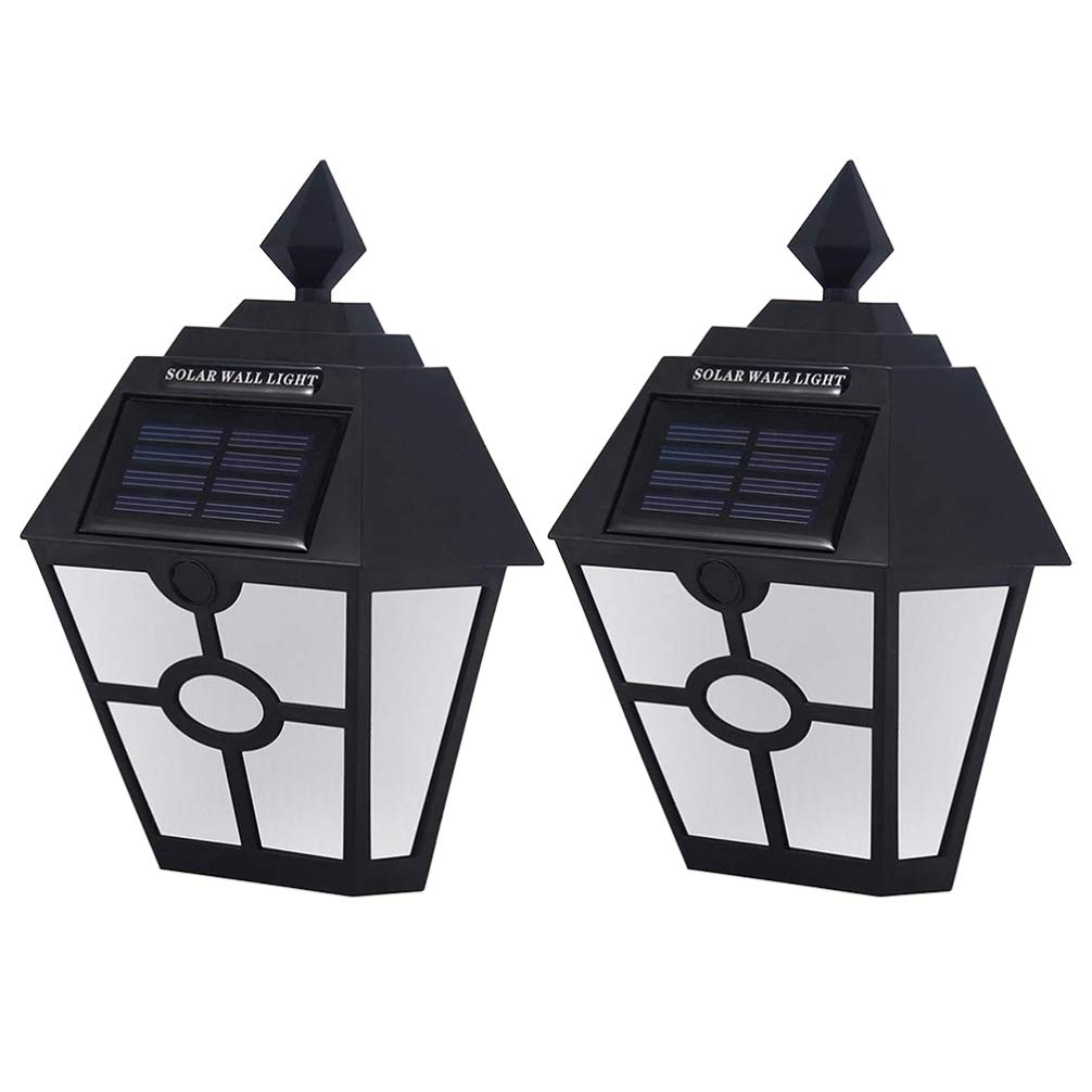 Uonlytech 2pcs Solar Fence Post Lights Retro Hexagon Deck Lights Outdoor Waterproof Security Lamps for Patio Stairs Garden Pathway Warm Light White Light