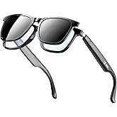 Smart Glasses with Magnetic Detachable Polarised Lenses, Bluetooth 6.0 Sunglasses, Polarized UV Protection, Stylish Bluetooth Glasses for Men & Women, Outdoor Travel Beach City Life, MG-C08 Black