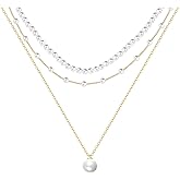 HERIER Gold Jewelry Set for Women - Dainty 14K Gold/Silver Plated Pearl Choker Necklace, Drop Earrings & Bracelets - Wedding 