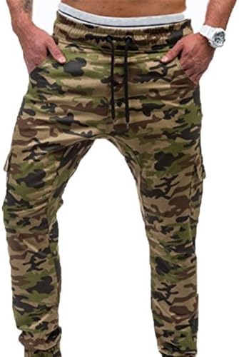 FASHIONMIA Men's New Elastic Tie Camo Trousers 6 Pockets