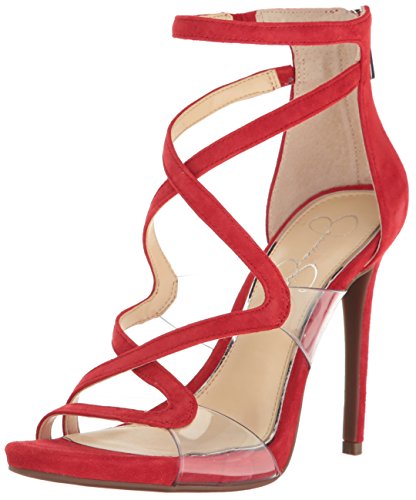 Jessica Simpson Women's Roelyn Heeled Sandal, Red Mousse, 5 Medium US