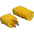 STARELO Electrical Replacement Plug & Connector Set Extension Cord Ends Yellow Shell 125V 15A 2Pole 3Wire NEMA 5-15P & 5-15R 