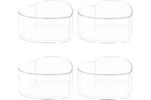Dayaanee Clear Acrylic Plastic Heart-shaped Cube 4 Pack Small Acrylic Box with Lid, 3.3x2.9x1.6Inch/85X75X40mm Storage Boxes Organizer Containers for Candy Pill and Tiny Jewelry