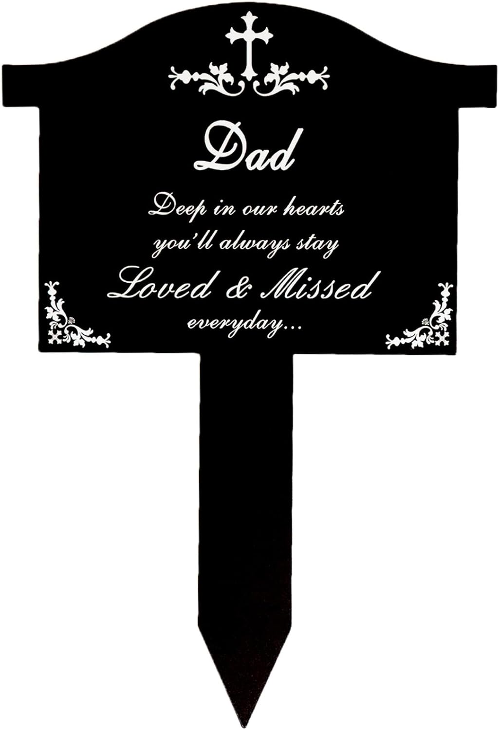 Decorative Garden Stakes - TYLCC Grave Markers Memorial Stakes Grave Decorations for Cemetery Waterproof Metal Cemetery Plaque Stake Sympathy Garden Stake Memorial Plaques for Outdoor/Yard (Dad) -13 x 8.8 inches