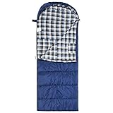 Cotton Flannel Sleeping Bag for Adults, 23/32F Comfortable, Envelope with Compression Sack Blue/Grey 2/3lbs(95