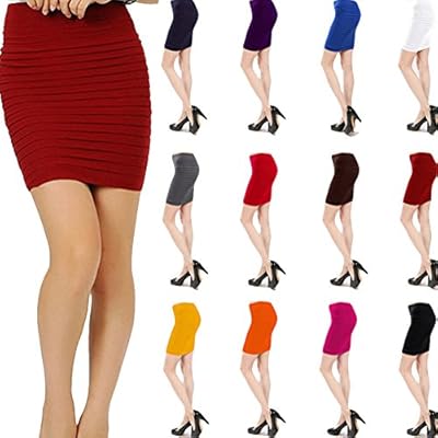 SPRINGWIND Women's Stretch High Waist Mini Skirt Bodycon Short Dress Valentines