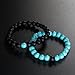 YUXI 2 PCS/Set 8 mm Beads Stone Couple Distance Strand Bracelet Lovers Gifts Jewelry (Black & Blue)