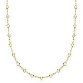 Pure Collection by Ross-Simons Italian 4mm 18kt Gold Vermeil Bead Station Necklace. 16 inches