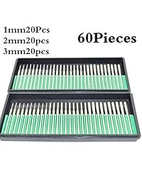 Aiskaer - brocas de diamante de alta calidad de 60 unidades, kit de fresas cilíndricas para piedras preciosas, conchas, vidrio de mar y lápidas.