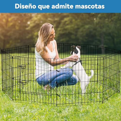 Foldable Exercise Pet Playpen,Jaula para Mascotas,Corral portátil Plegable para Mascotas,Corral para Perro con Puerta,Valla para Perros,Interior/Exterior, para Perros pequeños y medianos,24" x 30"