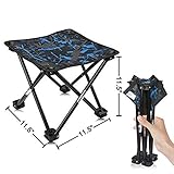 Mini Portable Folding Stool,Folding Camping Stool,Outdoor Folding Chair Slacker Chair for BBQ,Camping,Fishing,Travel,Hiking,Garden,Beach,600D Oxford Cloth with Carry Bag,11.5″x11.5″x11.5″(Camouflage)