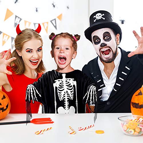 BigOtters Halloween Skeleton Costume, 2PCS Ghost Bones Horror Costume and Skeleton Gloves for Boys Girls Cosplay Child Favor Halloween Dress up Dance Party Black