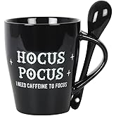 Pacific Giftware Gothic Black Hocus Pocus New Bone China Ceramic Mug and Spoon Set