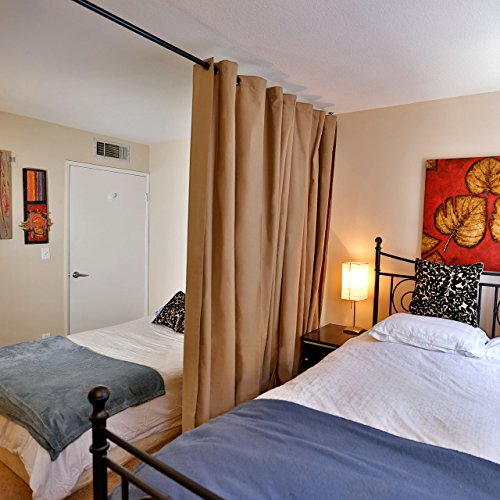 RoomDividersNow Muslin Hanging Room Divider Kit Small A, 8ft Tall X 3ft 4ft 8in Wide (Khaki