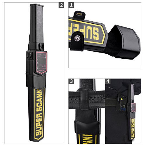 UNIROI Hand Held Metal Detector Wand Security Scanner with 9V Battery, Belt Holster, Adjustable Sensitivity, Optional Sound & Vibration Modes for Airport, Open Port, Frontier, Company Entrance UD001