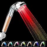 LED Shower Head, High Pressure Spa Shower Ionic Double Filter Handheld Shower Head, 30% Water Saving, Prevent Dry Skin and Hair - 7 Color Changing