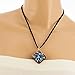 CHUVORA Hand Blown Glass Blue Orchid Flower Square Pendant Necklace, 17-19 inches