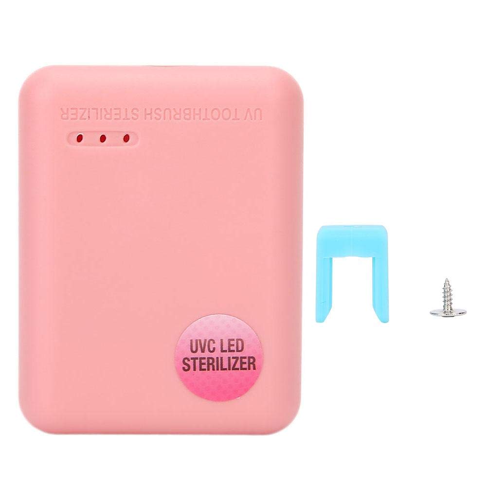 Toothbrush Sanitizer, Portable Wall Mounted UV Toothbrush Head Sterilizer Disinfector, UV Toothbrush Sterilization Drying Holder(pink)