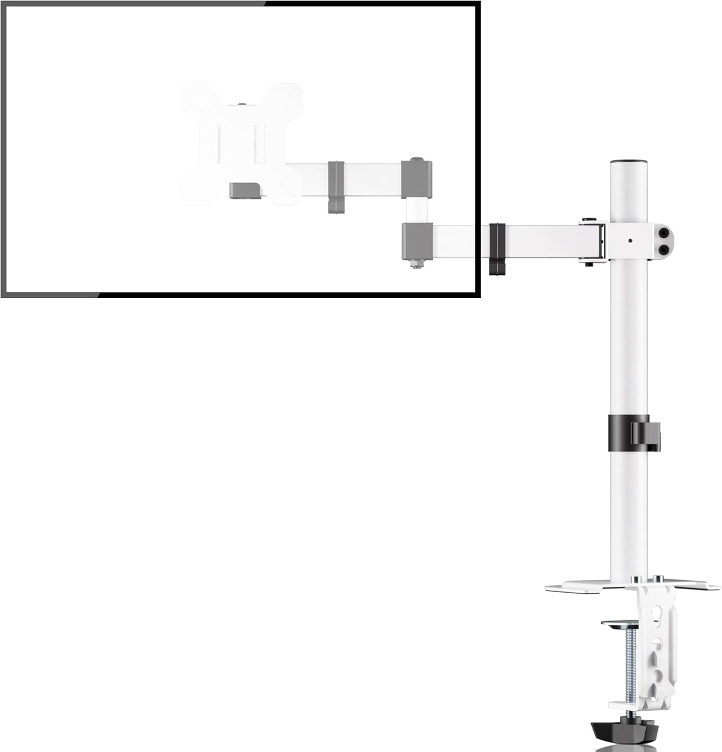 Bracwiser Single Monitor Arm Desk Mount, Max Load 10kg for 13-32 inch LCD LED Screens, Adjustable Single Desk Monitor Mount with Tilt Swivel Rotation, 2 Mouting Options, Vesa 75x75/100x100mm White