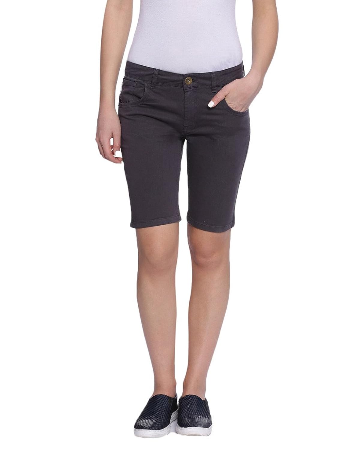 alibi dark grey cotton blend shorts