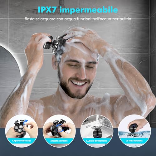ETENTOUS Men's Bald Shaver – 7D Electric Shaver Beard – 6 in 1 Men's Hair Shaver Waterproof Head IPX7 Electric Shaver Body-Man with LED Display/9 Beauty Kit