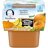 Gerber 2nd Foods Pumpkin & Banana Pureed Baby Food, 4 Ounce Tubs, 2 Count (Pack of 8)