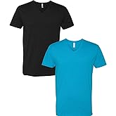 Next Level Apparel 6240 Mens Premium V-Neck Tee XL-Black/Turquise