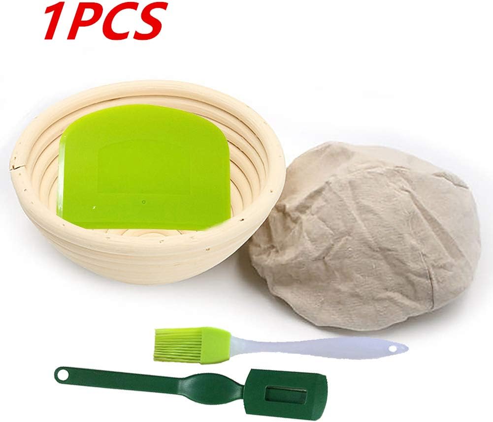 HANXIUCAO Round Banneton Bread Proofing Basket Brotform Dough Rising with Linen Liner as Professional Home Bakers (9in Round)