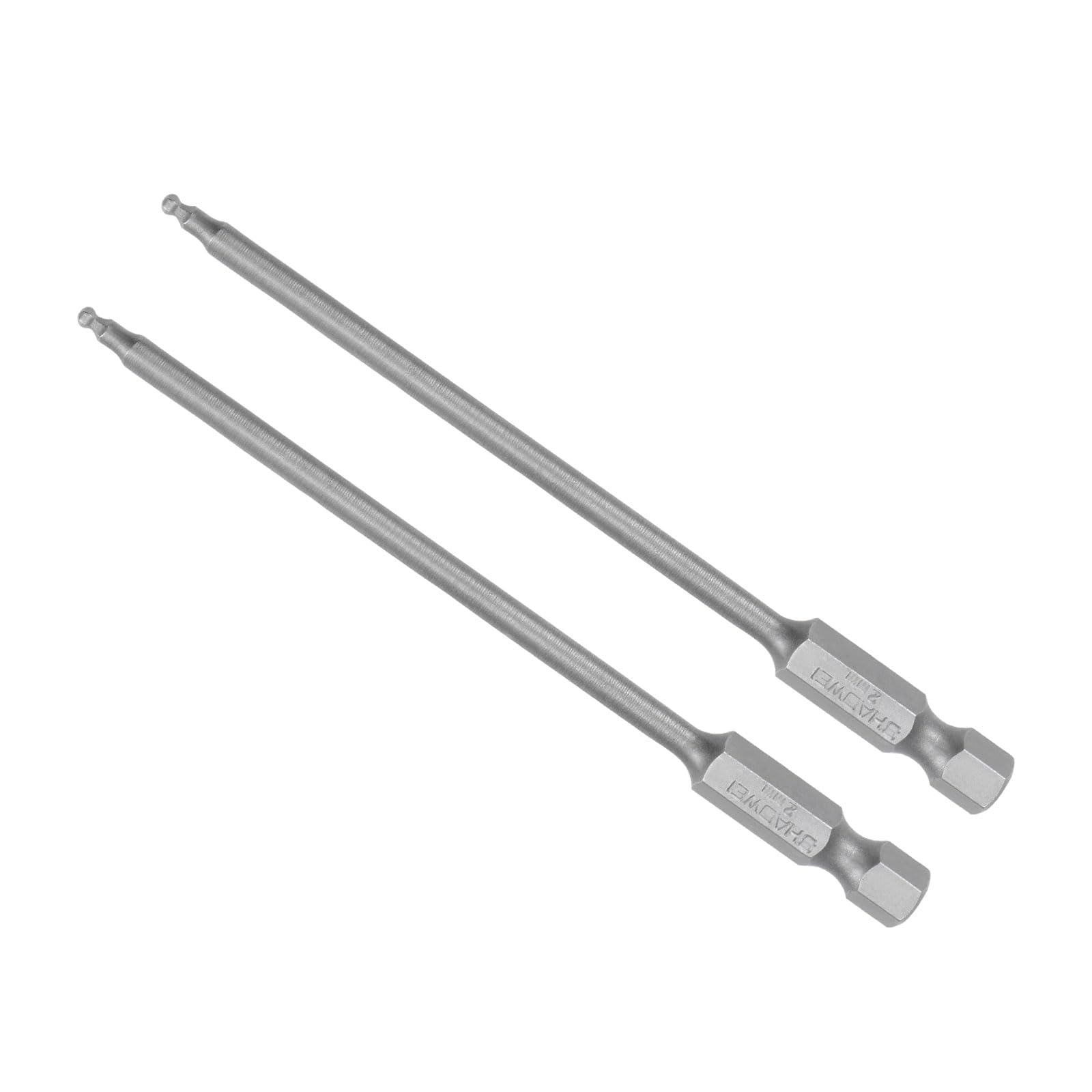 CoCud Ball End Hex Head Wrench Drill Bit, H2 Head 4" Length 1/4" Hex Shank, S2 Steel Screwdriver Bits - (Applications: for Furniture Assembly), 2-Pieces