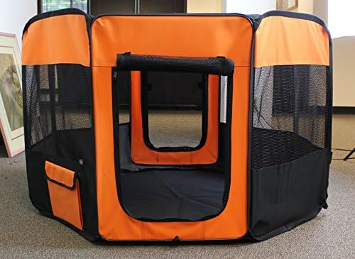 Petmark 48" Foldable Playpen Exercise 6 panel Tent for Dog and Cat (Orange, Medium) domestic shipping in USA only