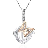 LGSY Pink Butterfly Cage Pendants for Pearl Jewelry Making Sterling Silver, Design Cage Pendants for Women