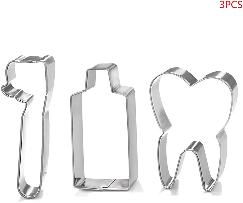 jinxer 3Pcs Stainless Steel 3D Toothbrush Cookie Cutter Stencils, Biscuit Candy Cake Cutter Tools,Kitchen Baking Pastry Tools For Child
