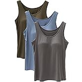 Tank Top with Built in Bra Cup for Women Casual Wide Strap Sleevless Layer Camisole Yoga Top Pack S-3XL