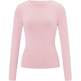 Skimmings Dupes Long Sleeve Shirt Tops Women Y2k Tight Skinny Slim Fitted Tee Solid Color Basic Crop Top Pullover Tshirt