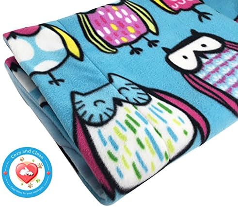 Guinea Pig Fleece Cage Liner, Owls, Absorbent Liner, Midwest Size, Cozy and Clean | Washable and Reusable |