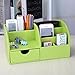 KINGFOM 7 Storage Compartments Multifunctional PU Leather Office Desktop Organizer, Stationery Storage Box Collection, Business Card/Pen/Pencil/Mobile Phone /Remote Control Holder (Green)