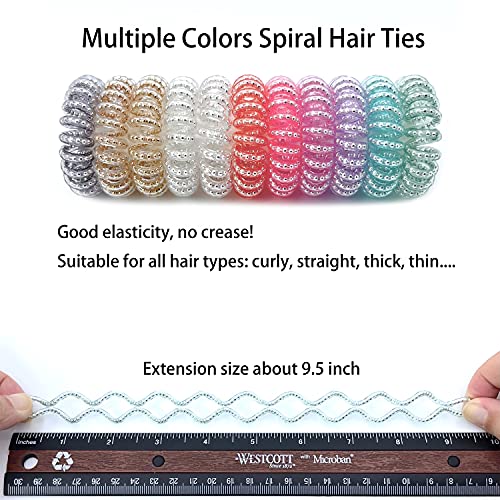 Yeegle Spiral Hair Ties No Crease, Colorful Traceless Hair Ties